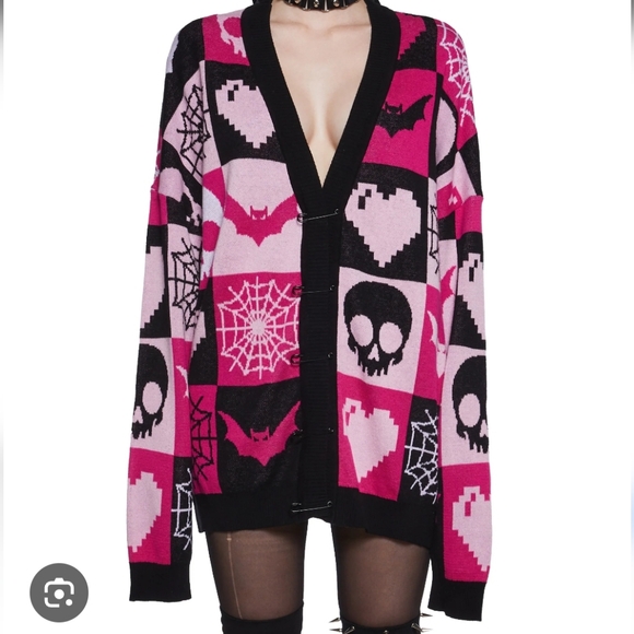 Killstar Sweaters - The Grave Girls Patchwork Knit Cardigan